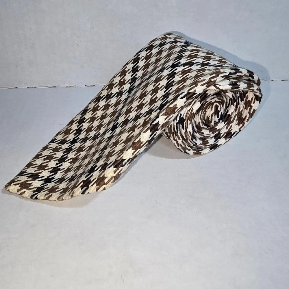 VINTAGE‎ Multi-browns & Cream Colored Checkered Men's Tie